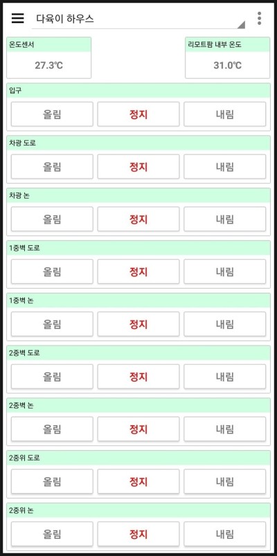 전남 담양 다육이 하우스 9채널 모터 원격제어 설치 사례 현장 시공 사진 1
